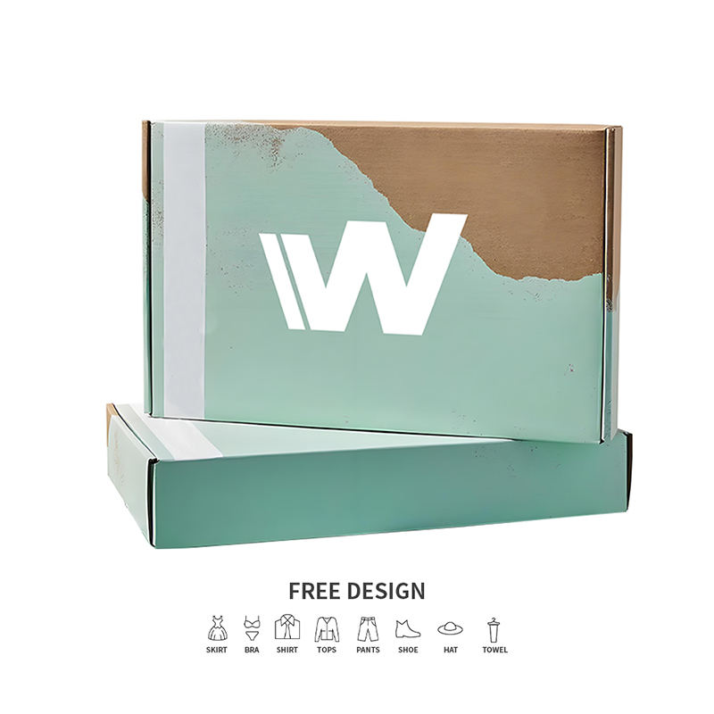 Kékeszöld hullámos ruházati csomagolódobozok