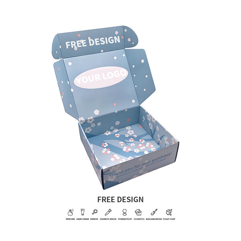 Kék háttér szirom hullámos kozmetikai csomagoló dobozok