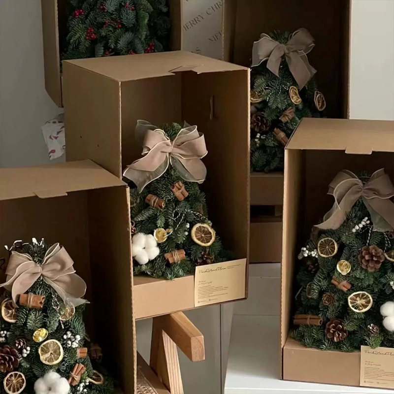 Egységes barna hullámos virágos díszdobozok